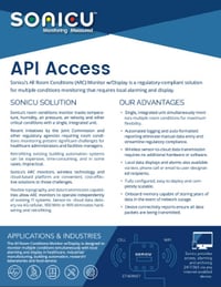 Sonicu API Access Data Sheet