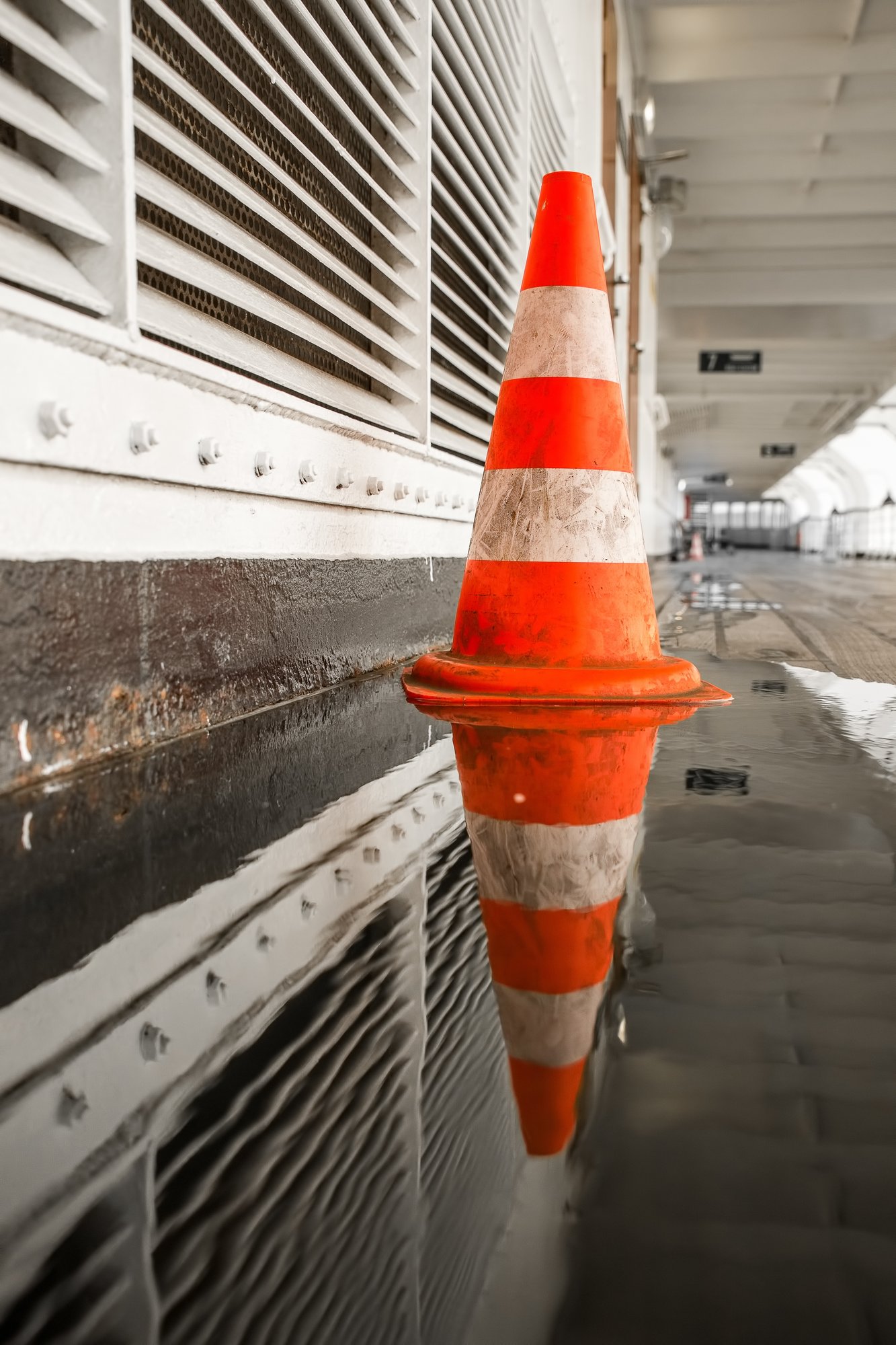 Orange_and_White_Traffic_Cone_in_Pool_of_Water