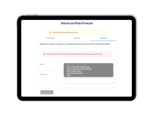Simplify Alarm Handling Comment, Pause, Resolve