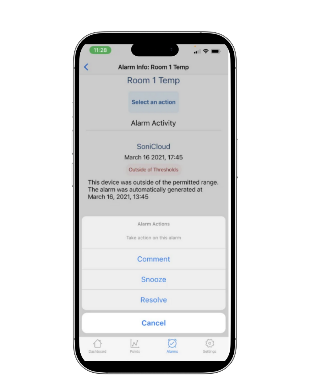 Simplify Alarm Handling on Mobile App