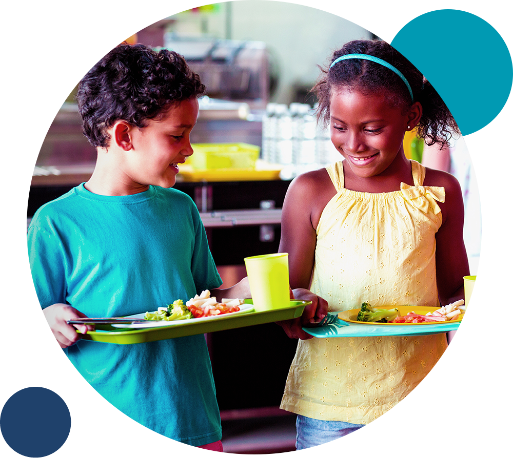 Two Students with Food Trays